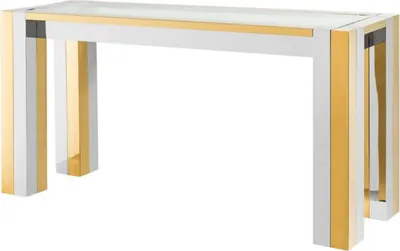 Produktbild von Casa Padrino Luxus Edelstahl Konsole Silber / Gold 160 x 50 x H. 78 cm - Designer Konsolentisch mit Glasplatte