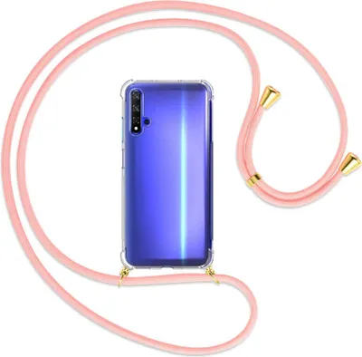 Produktbild von Handykette Backcover-Schutzhülle mit Band (Metall goldfarben) für Honor 20 / Huawei nova 5T - rosa