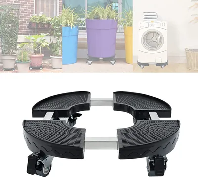 Produktbild von ACXIN Pflanzenroller Ø 39-52cm Einstellbar Blumenuntersetzer Rollbar mit Rollen Blumenroller für den Innen Tragkraft 300 kg Blumenroller (Schwarz, Rund)
