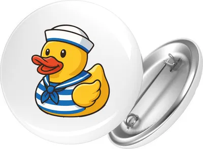Produktbild von Huuraa Button Quietscheente Matrose Gummiente Seemann 59mm rund mit Sicherheitsnadel Ansteckbutton Geschenkidee