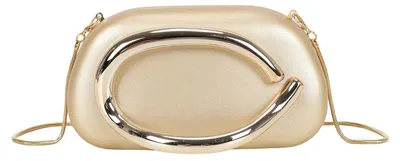 Produktbild von Gallantry, Damen Clutch mit ovalem Metallgriff und abnehmbarer Kettenriemen, Gold