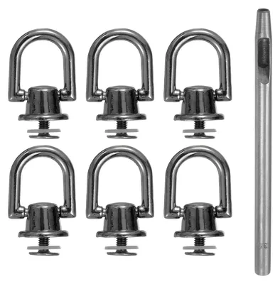 Produktbild von D-Ringe Schraubnieten - 6 Stück Metall Knopfnieten - Zur Befestigung - Schwarz 6,6 mm