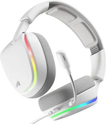 Immagine prodotto di Cuffie da gaming RGB, con microfono removibile, 16,8 milioni di colori, driver ad alta fedeltà, cuscinetti auricolari confortevoli, materiali rinforzati, connettore USB-C, per PC