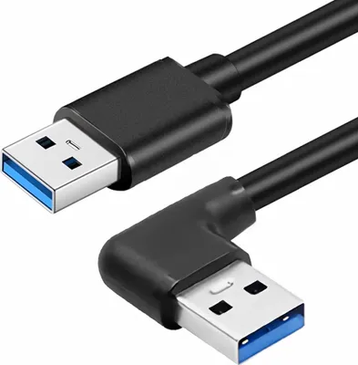Produktbild von F08 USB 3.0 Kabel Adapter USB-A auf USB-A – Datenkabel links abgewinkelt, High Speed Verbindungskabel für PC, Laptop, Drucker