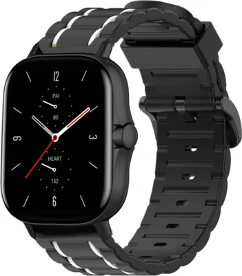 Produktbild von Strap-it Amazfit GTS 2 Sport Schnallenarmband (Schwarz/Weiß)