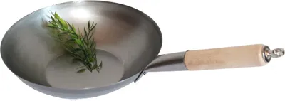 Produktbild von Wok Pfanne 31 cm Ø flacher Boden zum Aufhängen mit Holzgriff und Öse , AAF Nommel®