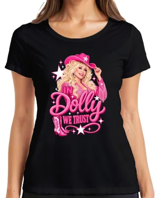 Zdjęcie produktu dla Koszulka damska "In Dolly We Trust Pink Cowgirl Hut Country Musik Western Nashville", kolor: czarny, rozmiar: 3XL