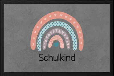 Produktbild von Schulkind Fußmatte Einschulungsgeschenk Grundschule 1. Klasse Schulstart Herzen Motiv