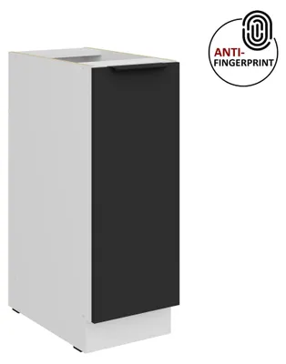 Produktbild von Küchen Unterschrank Schrankauszug 30 cm Küche ARIA Schwarz ultra matt + Weiss matt, hochwertige Fronten mit Anti Fingerprint Beschichtung Küchenzeile Küchenblock