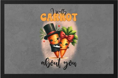 Produktbild von I Really Carrot About You Liebe Karotte Spruch Fußmatte