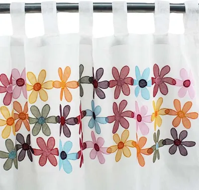 Immagine prodotto di Voile bianco a fiori multicolore 110x250