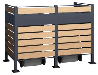 Produktbild von Westmann Metall Mülltonnenverkleidung Planum 2x240 L Holzoptik 170x90x120 cm