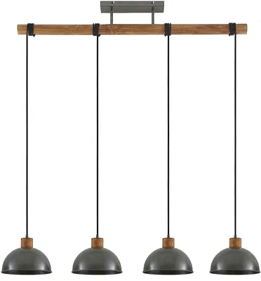 Produktbild von Lindby Hängelampe Durbis, 116 cm, 4-flammig, grau, Holz, E27