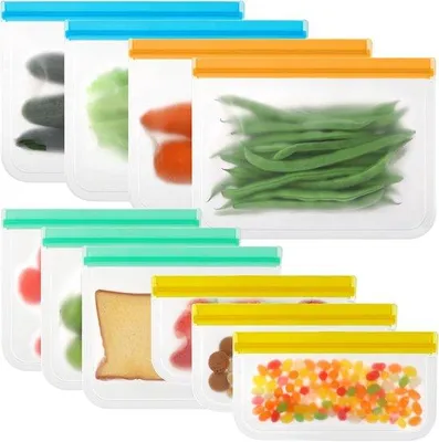 Produktbild von Famanu Wiederverwendbare Lebensmittelbeutel, wiederverwendbare Gefrierbeutel, wiederverwendbare Obstbeutel, Gefrierbeutel mit Reißverschluss,