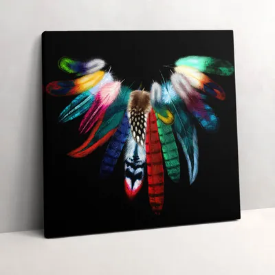 Produktbild von Colorful bird feathers – Leinwandbild Wandbild – 60x60 cm – Leinwandbilder – Wandbilder – Schlafzimmer – Flur