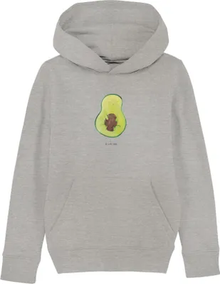 Produktbild von Mr. & Mrs. Panda Kinderpullover Avocado Kern 7-8 Jahre (122/128) - Heather Grey - Geschenk, Pullover, Hoody, Kapuzenpulli, Lächeln, Pflanze, Sweatshirt, Hoodie, glücklich