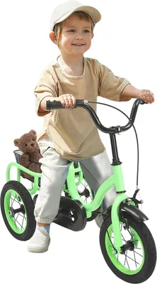 Produktbild von Kinderfahrräder 12 Zoll Kinder Dreirad 3 Räder Fahrräder für Jungen/Mädchen Single Speed (Hellgrün)