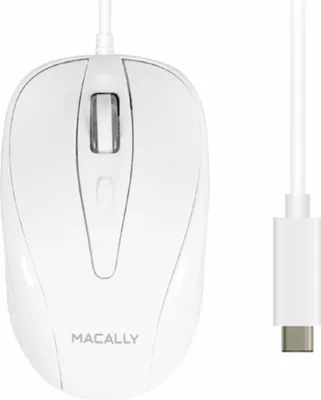 Immagine prodotto di Macally UCTURBO Mac PC mouse ottico con cavo USB-C bianco grigio Thunderbolt 3 e 4