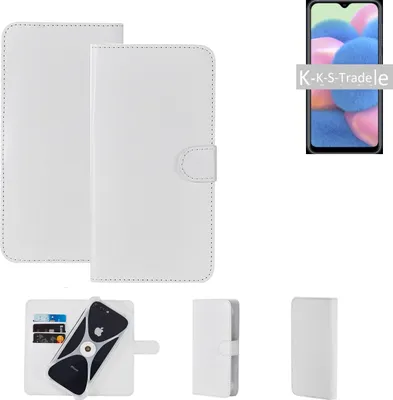 Produktbild von K-S-Trade Handy Hülle Schutz Hülle kompatibel mit Wiko View 3 Pro Cover Case Bookstyle Bumper weiß 1x