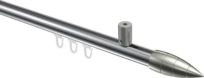 Produktbild von Interdeco Innenlaufstange / Gardinenstange mit Innenlauf Chrom / Edelstahl-Optik, Typ Sonius Samanto (Rillenpatrone) Deckenmontage, 20 mm Ø 1-läufig, 200 cm