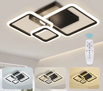 Produktbild von LED Deckenleuchte Dimmbar 42W, Modern Deckenlampe mit Fernbedienung 3000k-6000k 3 Lichtfarben Memory Funktion Wohnzimmer Schlafzimmer, Quadrat