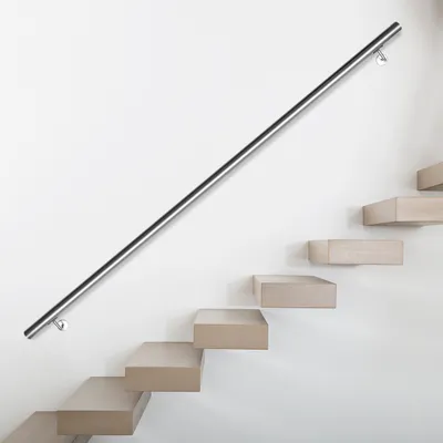 Productafbeelding van Vigevee RVS leuning, 160 cm, Ø42 mm, roestvrij staal 304, trapleuning voor wandmontage, geborsteld, geschikt voor trappen, balkons, terrassen, binnen- en buiten gebruik