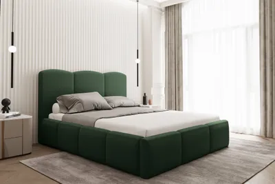 Produktbild von Polsterbett Doppelbett DUNIA Komplettset in Stoff Opera Velvet Grün 160x200cm
