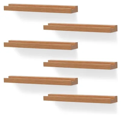 Image de Range-disques mural - Porte-disques - Chêne - Lot de 6 - 31,75 x 5 cm