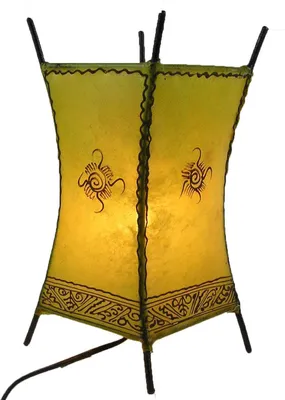 Zdjęcie produktu dla Lampa orientalna lampa z henny lampa z marokańskiej skóry lampa stołowa lampa podłogowa carree sun 30 cm, żółta