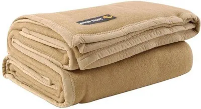 Imagen del producto de Manta Unyqoos® "Buenas Noches", color camel, 100% lana, 240 x 300 cm