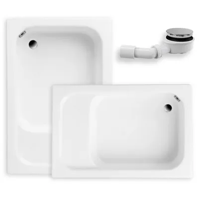 Produktbild von Duschwanne Rechteck 120x80x40,5 Sanitäracryl Duschtasse Glatt | Ablaufgarnitur ⌀50 mm & Füßen im SET | Anti-Rutsch Duschbecken | BADLAND RONI