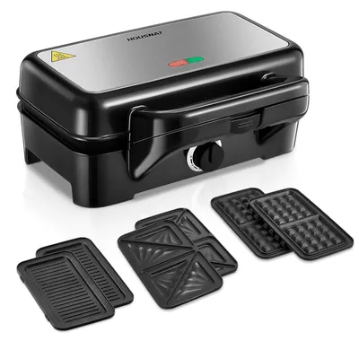 Produktbild von HOUSNAT Waffeleisen 3 in 1, Sandwichmaker, Kontaktgrill, Sandwichtoaster - 1200W