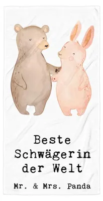 Produktbild von Mr. & Mrs. Panda Strandtuch Hase Beste Schwägerin der Welt - Weiß - Geschenk, Duschtuch, Partner, Schwester, Ehefrau, Familie, Handtuch, Geschenkidee, Großes Badehandtuch