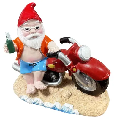 Produktbild von Gartenzwerg Gartenfigur Motorradfahrer - 15 cm - Harz - Für draußen