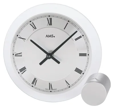 Produktbild von AMS T166 Tischuhr mit silberlackiertem Metallsockel und Quarzwerk