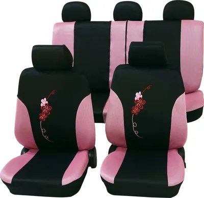 Produktbild von Auto Sitzbezüge Universal Komplett Set 17-teilig - Flower pink, Eco Class mit SAB 1 Vario Plus | Autositzbezüge / Schonbezüge von PETEX