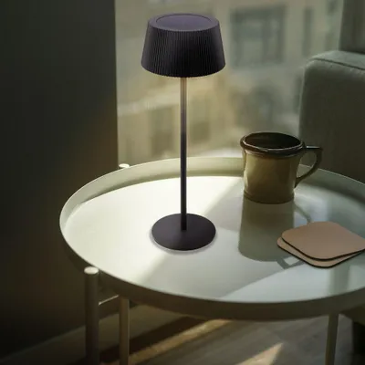 Image de Briloner Lampe de table LED sans fil Ø12 x 34 cm 2 W 150 lm 3000 K-6500 K blanc chaud à blanc lumière du jour solaire noir - Lampe de chevet pour balcon terrasse salon