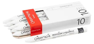 Produktbild von Caran Dache Caran d'Ache Neocolor II, L: 10 cm, Stärke 8,5 mm, Weiß (001), 10 Stück 1 Box