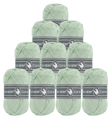 10 x 50g Strick- u. Häkelgarn Durable Coral Uni Baumwollgarn Sommergarn 2137 blassgrün