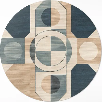Produktbild von Geometrische Formen im Retro-Stil– Vinylteppich – Indoor Teppich – Flur – Pflegeleicht – Runder Teppich – PVC Teppich – Outdoor Teppich – Pflegeleicht – fi 70cm