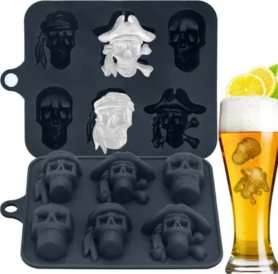 Obrázok produktu pre Sada formičiek na ľad s motívom lebky a pirátov – 3D formy na ľad