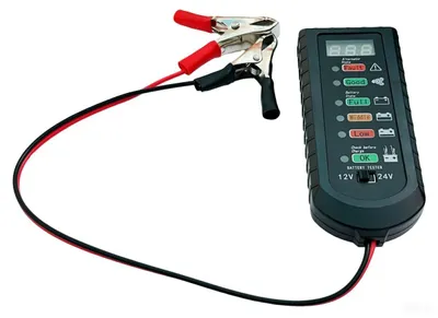 Produktbild von Digitaler Autobatterietester Techstar 12V/24V mit LED-Display, Lichtmaschinen-Diagnose und Akkustatusanzeige – Kompatibel mit Pkw, Lkw, SUV