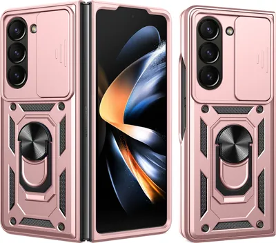 Produktbild von Hülle für Samsung Galaxy Z Fold 6 Magnetische Ring Ständer Halter Dia Kameraschutz TPU Bumper Silikon Schutzhülle Rosa