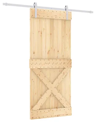 Obrázek produktu pro vidaXL Posuvné dveře v přírodním a bílém provedení, 90 x 210 cm, masivní borovice