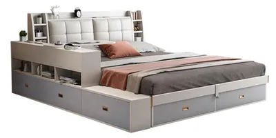 Produktbild von Multifunktionales Bett Moderner Stil Weiße Farbe Holzrahmen Weich