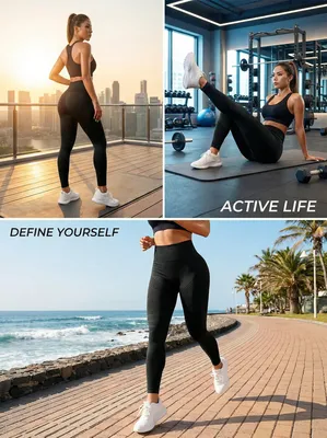 Produktbild von Damen Leggings M, dunkelgrau, hohe Taille, Push-up, für Fitness