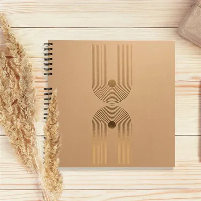 Immagine prodotto di Album fotografico con rilegatura a spirale, 32 x 32 cm, marrone, grafica a rilievo oro, cartone kraft