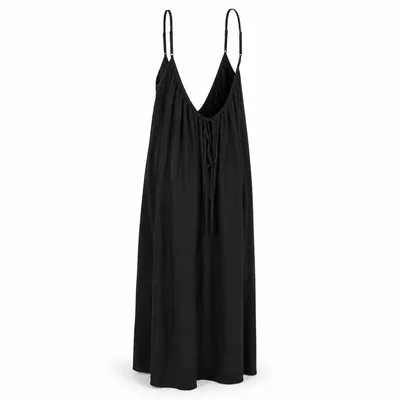 Productafbeelding van Jurk voor dames zonder rug, met verstelbare bandjes, zwart zomerjurk voor dames, lange jurk voor dames - AMOREVA L/XL