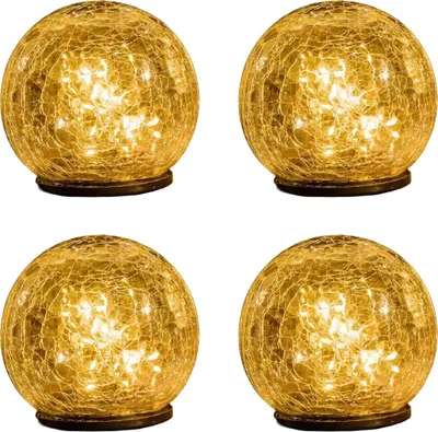 Produktbild von Solarleuchten Außenbereich 4er-Pack, Sprungglas Design mit warmem Licht, bis zu 12h Betrieb – ideal für Gartenbeleuchtung