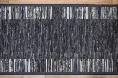 Produktbild von Läufer ADAGIO 100x400 cm Kurzflor Designer Teppichläufer in Dunkelgrau Antirutsch Streifen Muster Gel Basis Teppich